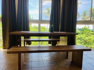 Hardwood Dining Table in the Family Apartment at Aissatou Beach Resort | Habagat Kiteboarding Center